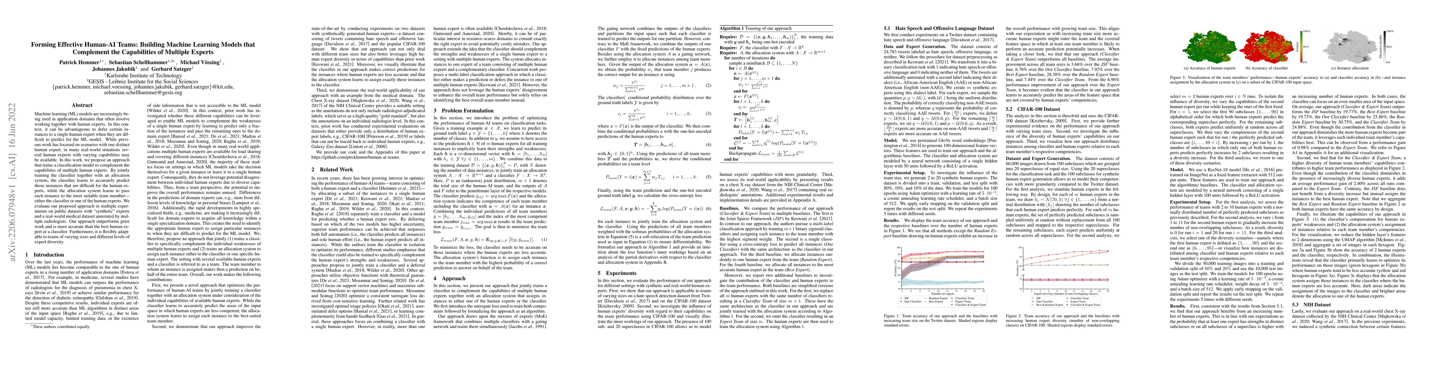 Thumbnail for Forming Effective Human-AI Teams: Building Machine Learning Models that
  Complement the Capabilities of Multiple Experts