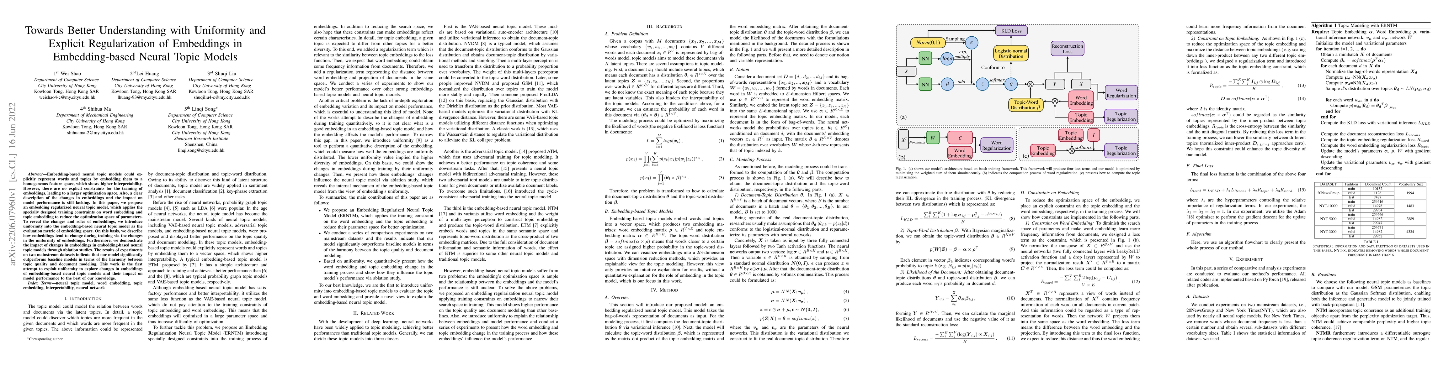Thumbnail for Towards Better Understanding with Uniformity and Explicit Regularization
  of Embeddings in Embedding-based Neural Topic Models