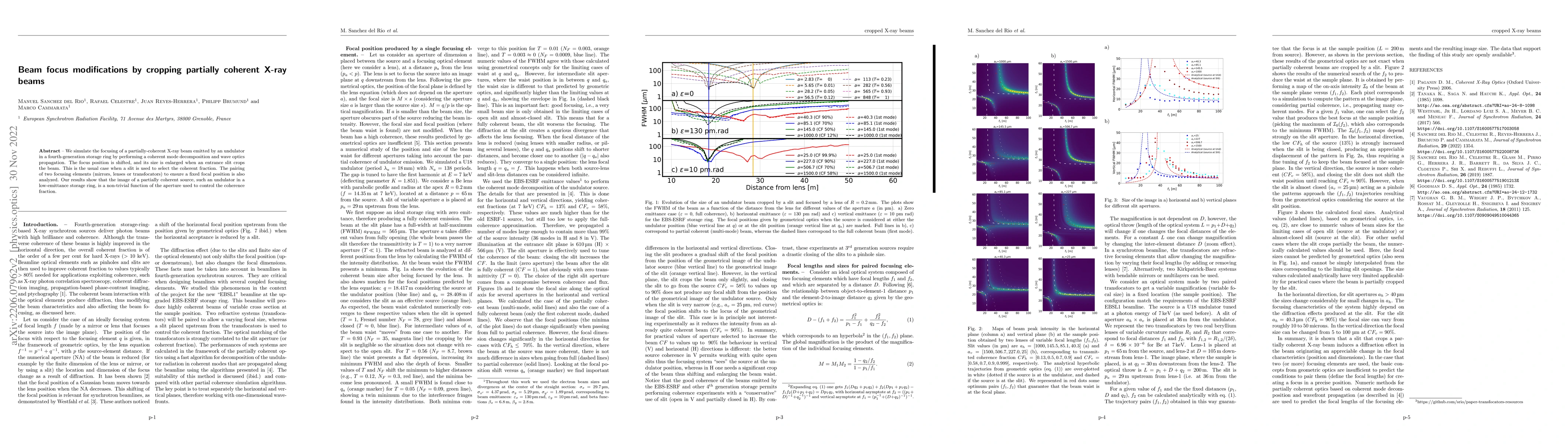 Thumbnail for Beam focus modifications by cropping partially coherent X-ray beams