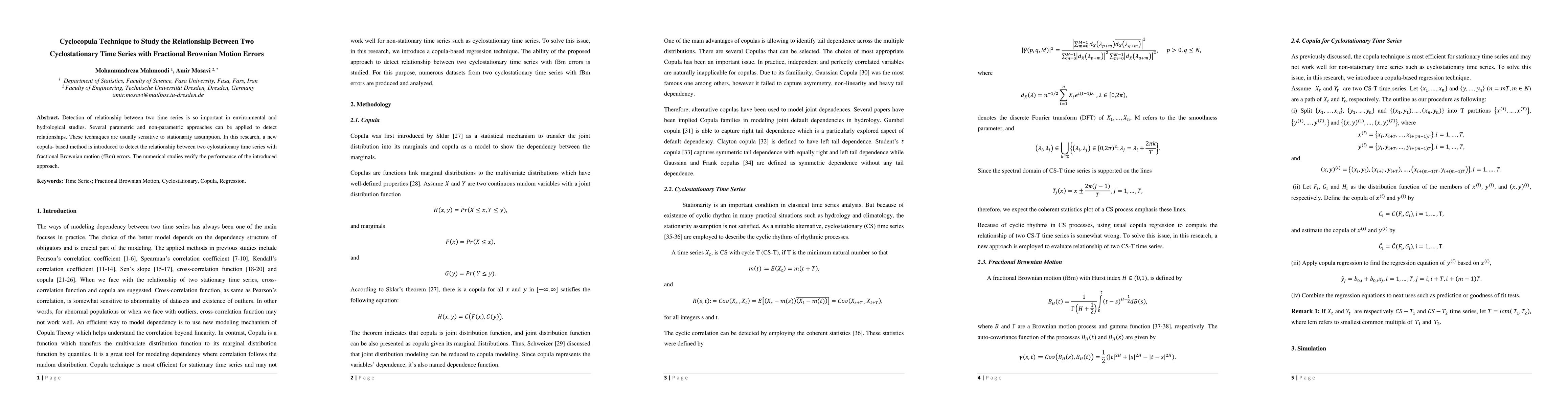 Thumbnail for Cyclocopula Technique to Study the Relationship Between Two
  Cyclostationary Time Series with Fractional Brownian Motion Errors