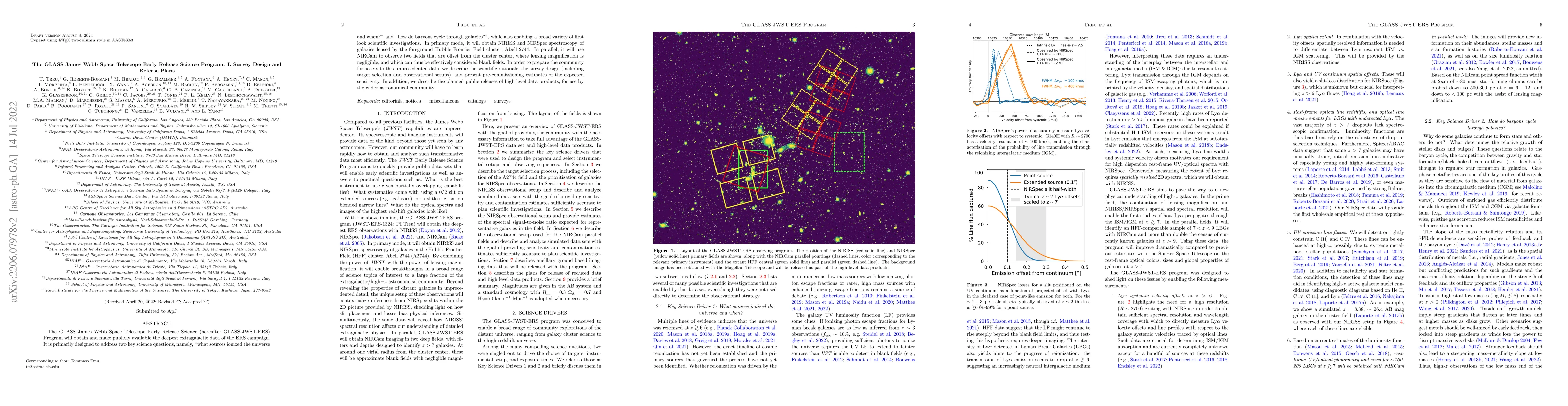Thumbnail for The GLASS James Webb Space Telescope Early Release Science Program. I.
  Survey Design and Release Plans