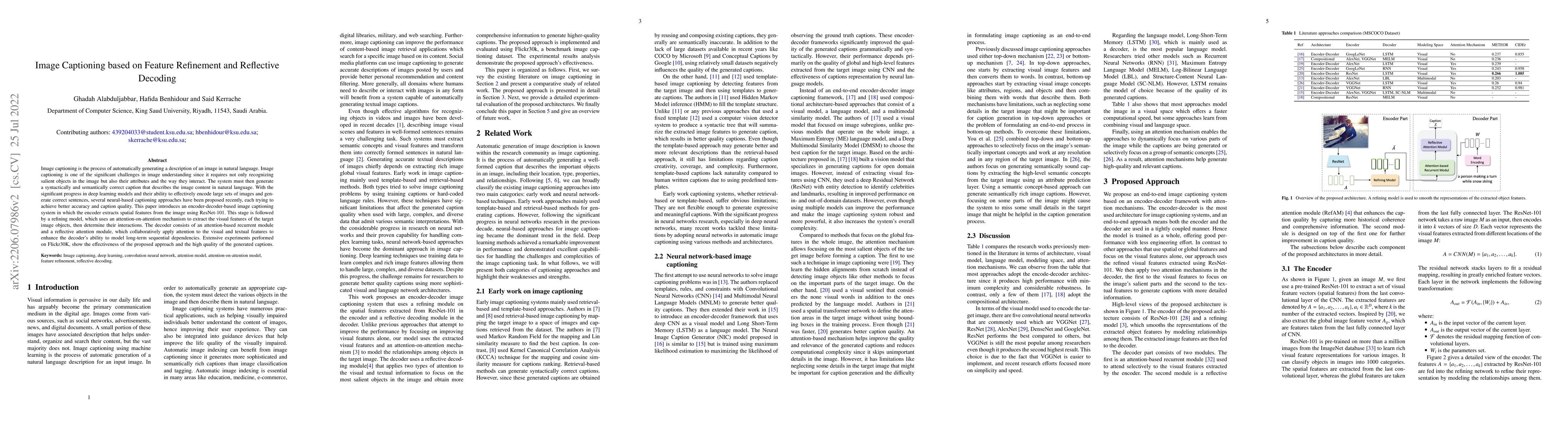 Thumbnail for Image Captioning based on Feature Refinement and Reflective Decoding