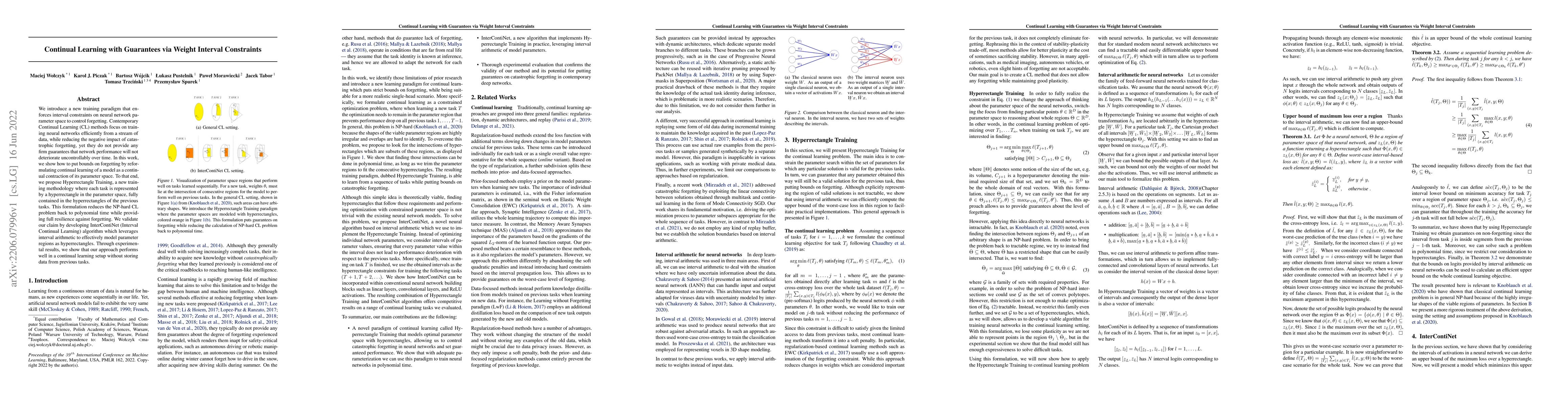 Thumbnail for Continual Learning with Guarantees via Weight Interval Constraints