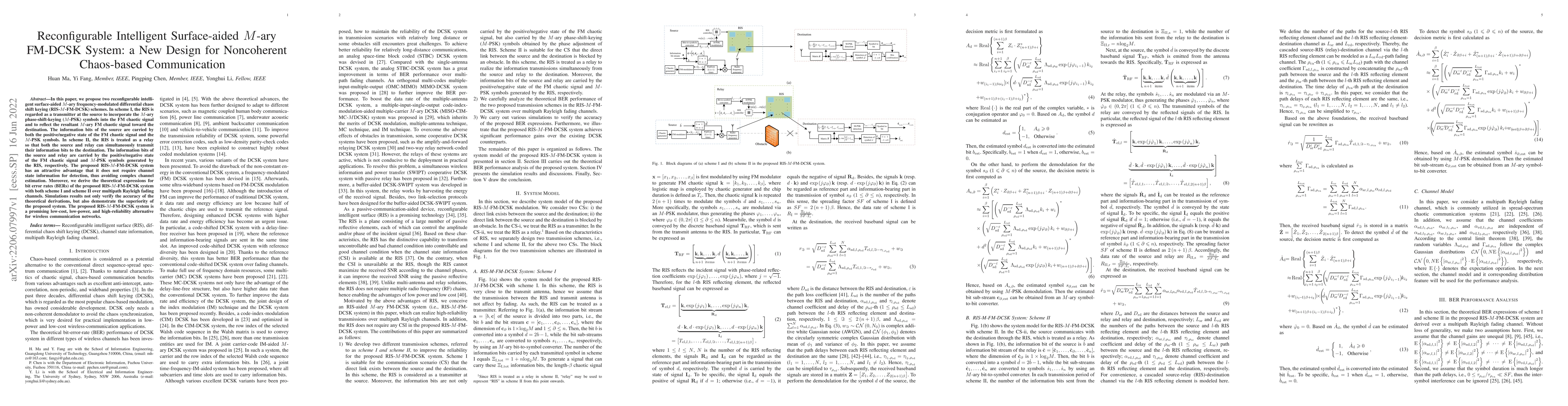 Thumbnail for Reconfigurable Intelligent Surface-aided $M$-ary FM-DCSK System: a New
  Design for Noncoherent Chaos-based Communication