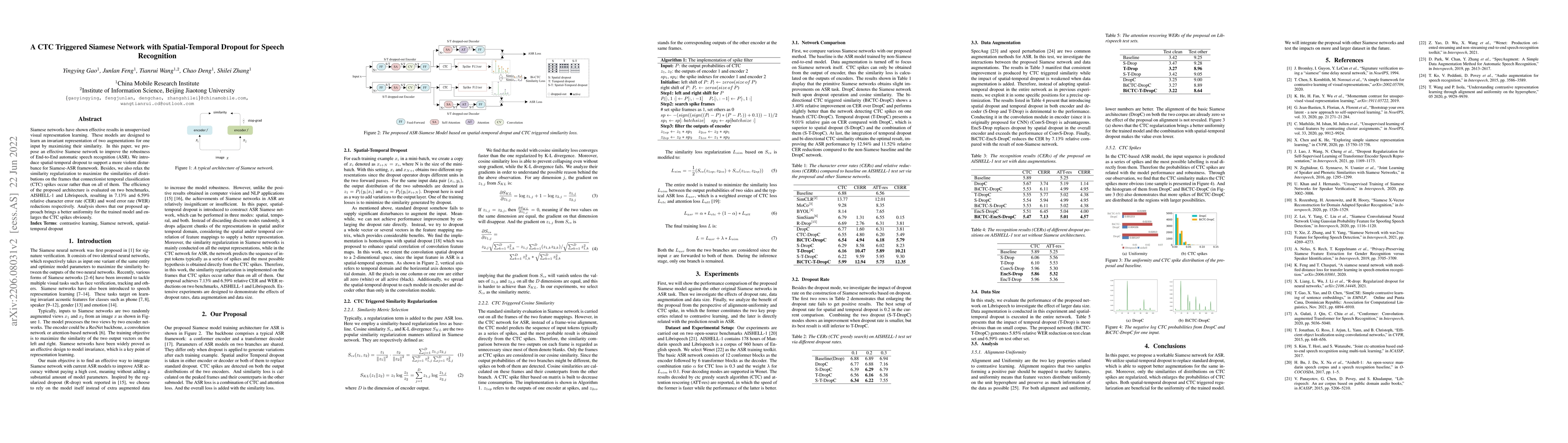 Thumbnail for A CTC Triggered Siamese Network with Spatial-Temporal Dropout for Speech
  Recognition