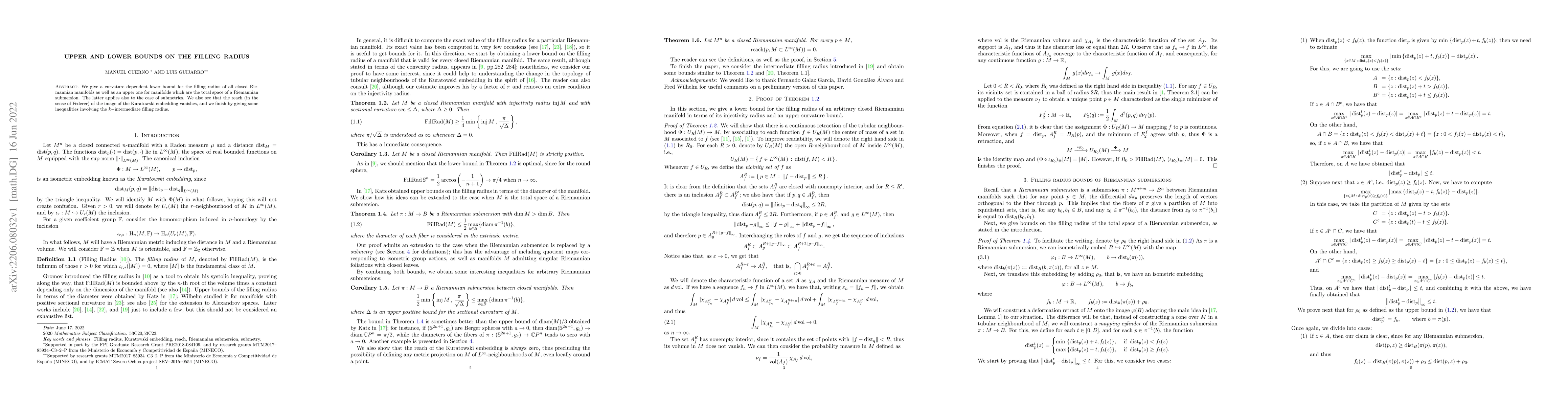Thumbnail for Upper and lower bounds on the filling radius