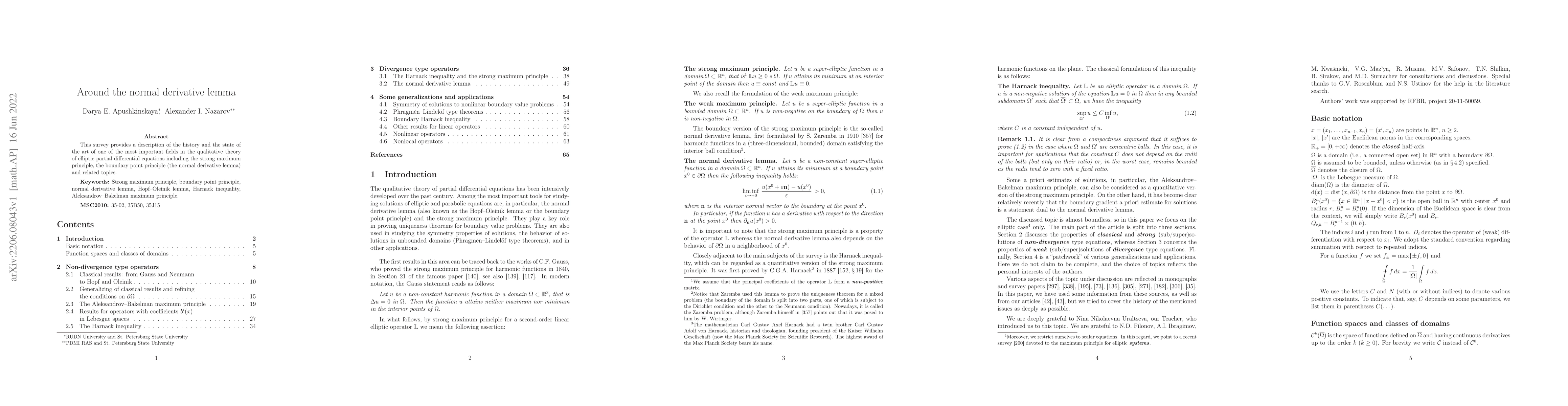 Thumbnail for Around the normal derivative lemma