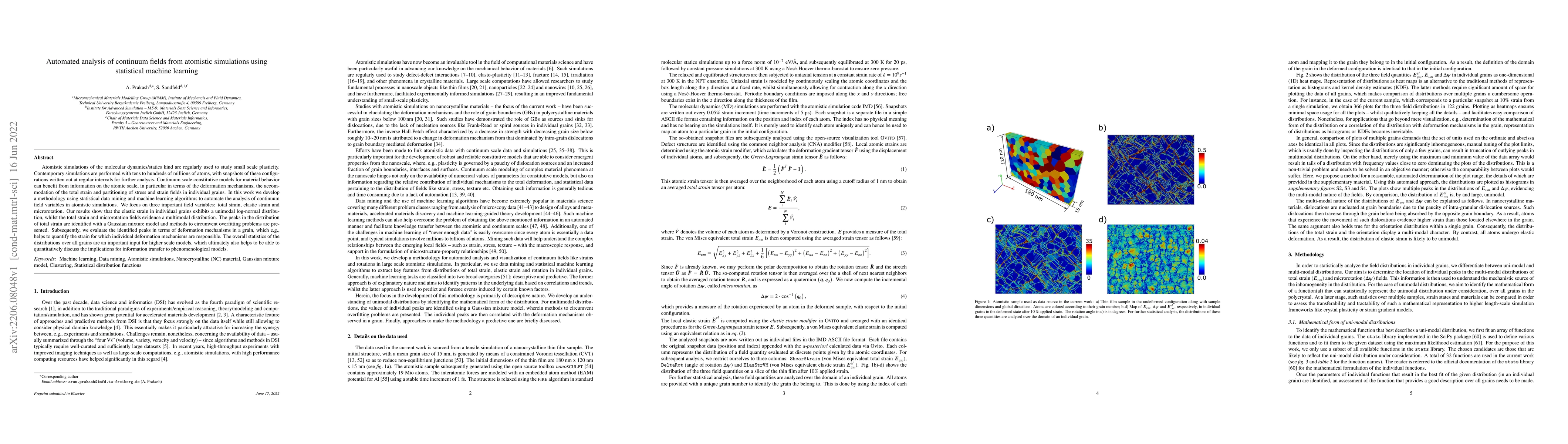 Thumbnail for Automated analysis of continuum fields from atomistic simulations using
  statistical machine learning