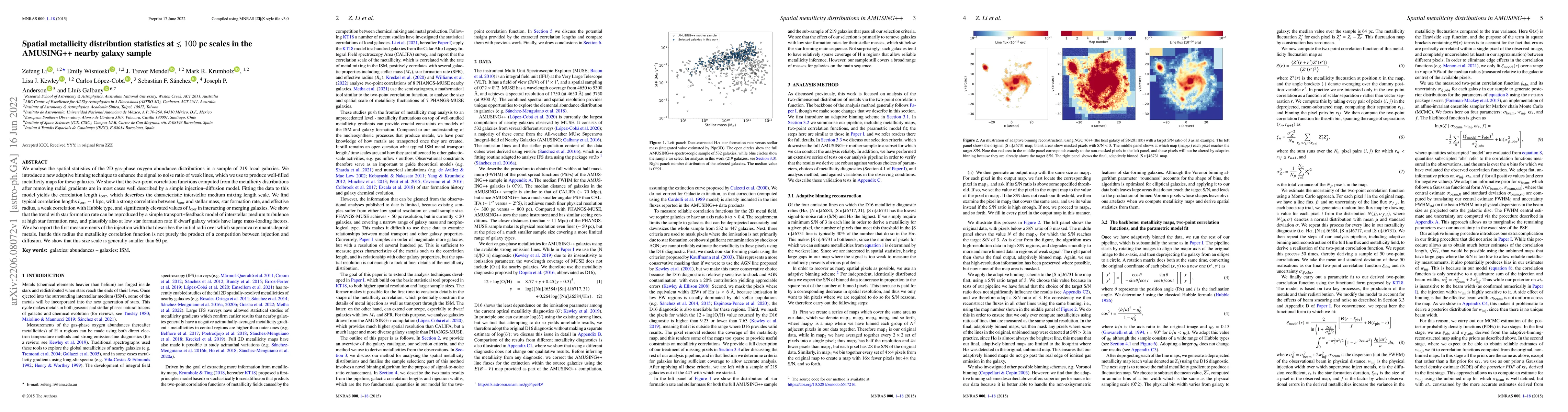 Thumbnail for Spatial metallicity distribution statistics at $\lesssim 100$ pc scales
  in the AMUSING++ nearby galaxy sample