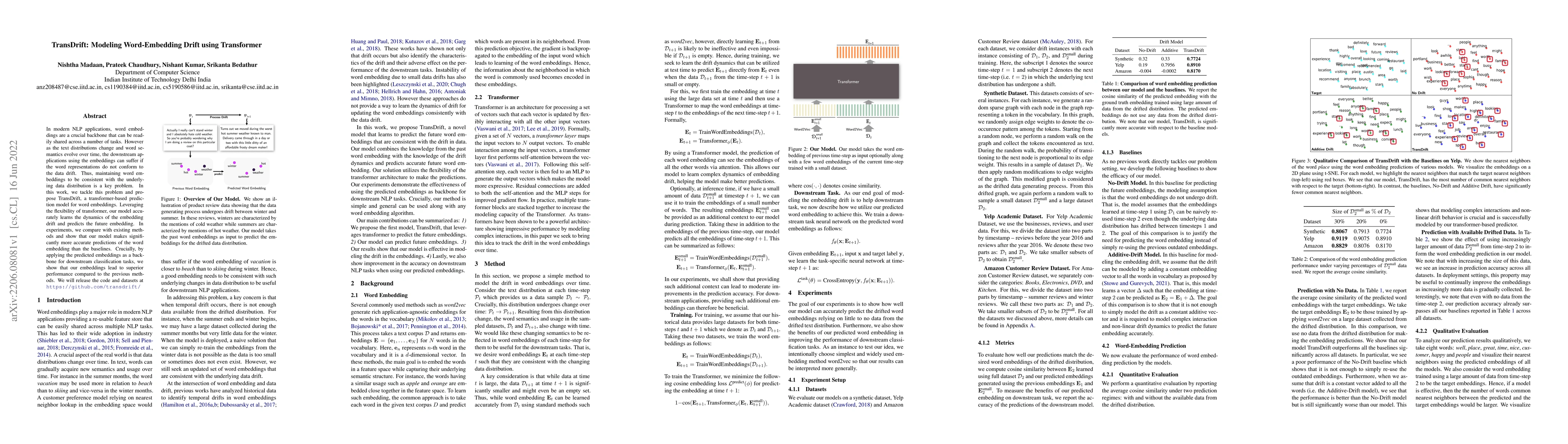 Thumbnail for TransDrift: Modeling Word-Embedding Drift using Transformer