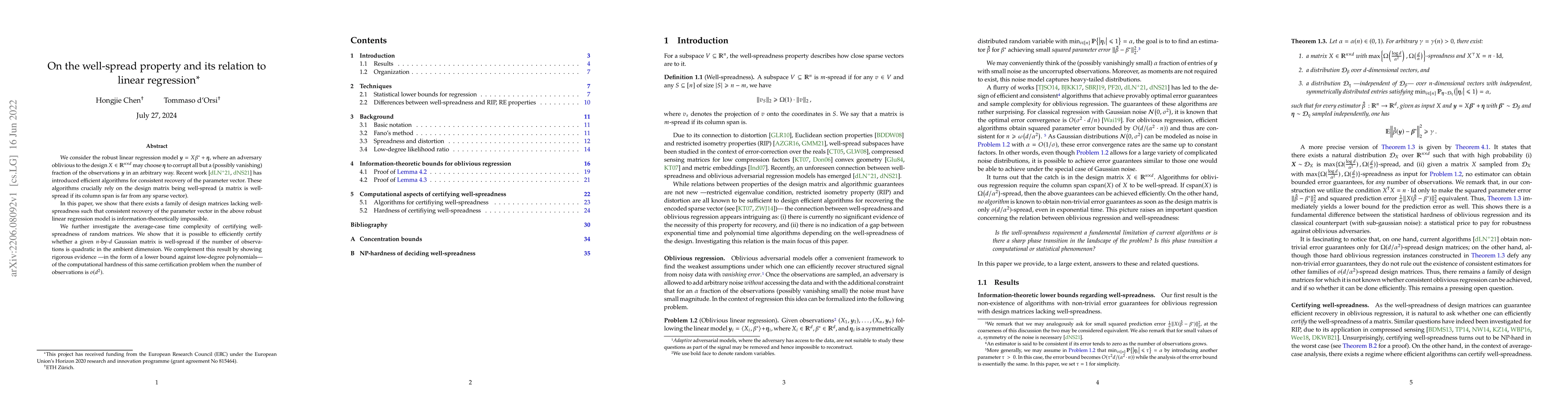 Thumbnail for On the well-spread property and its relation to linear regression