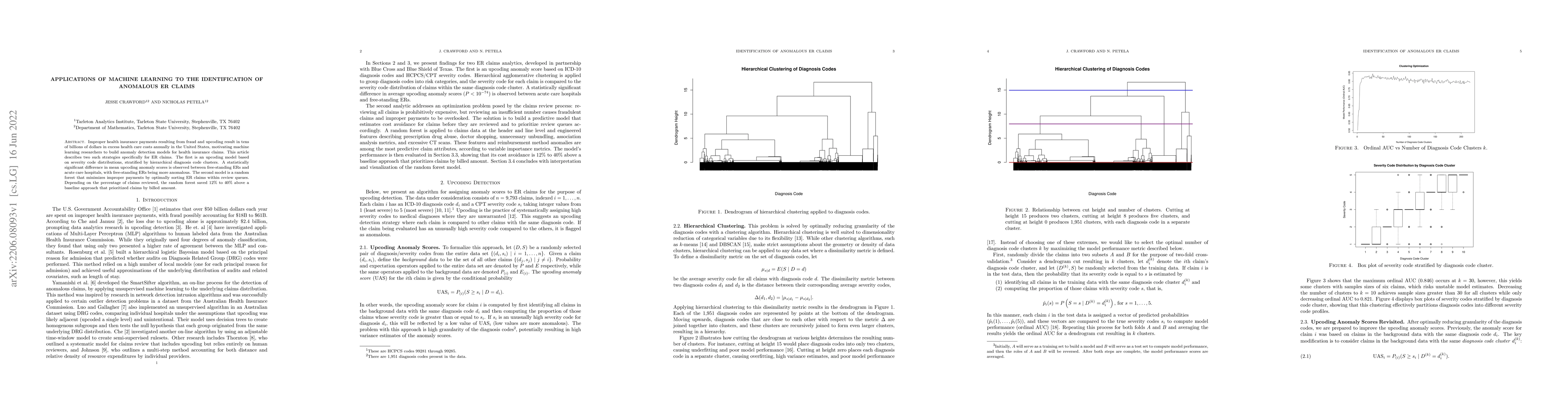 Thumbnail for Applications of Machine Learning to the Identification of Anomalous ER
  Claims