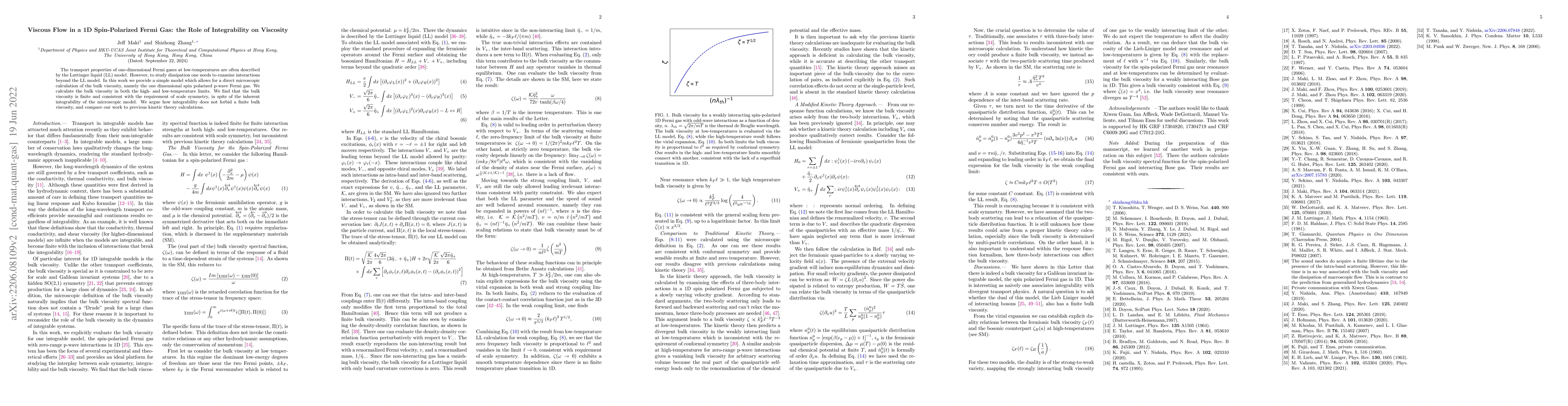 Thumbnail for Viscous Flow in a 1D Spin-Polarized Fermi Gas: the Role of Integrability
  on Viscosity