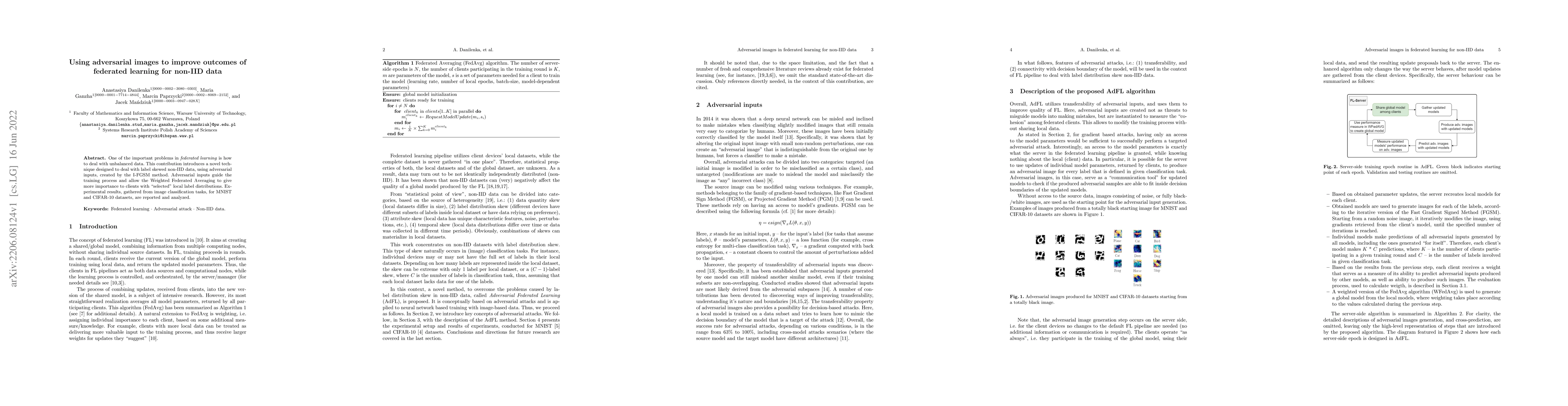 Thumbnail for Using adversarial images to improve outcomes of federated learning for
  non-IID data