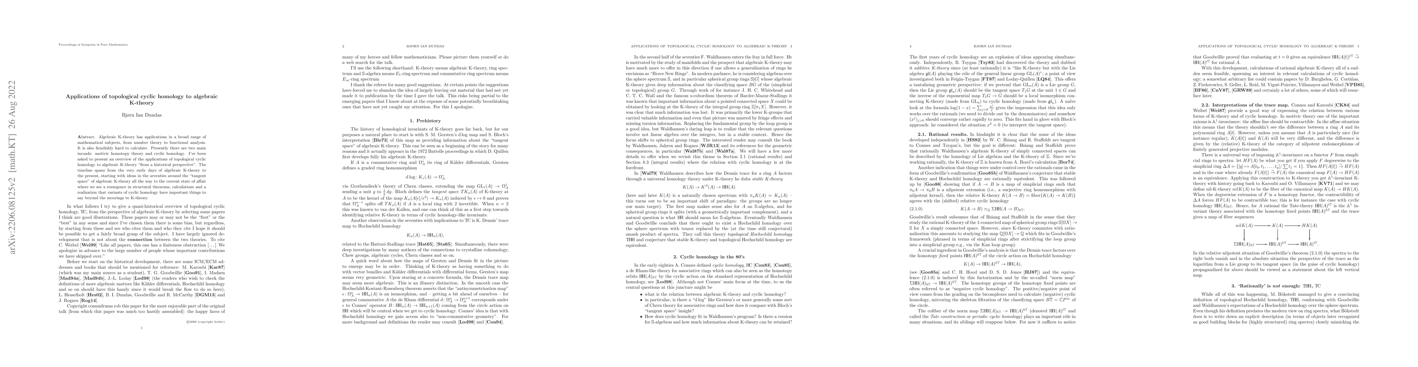 Thumbnail for Applications of topological cyclic homology to algebraic K-theory