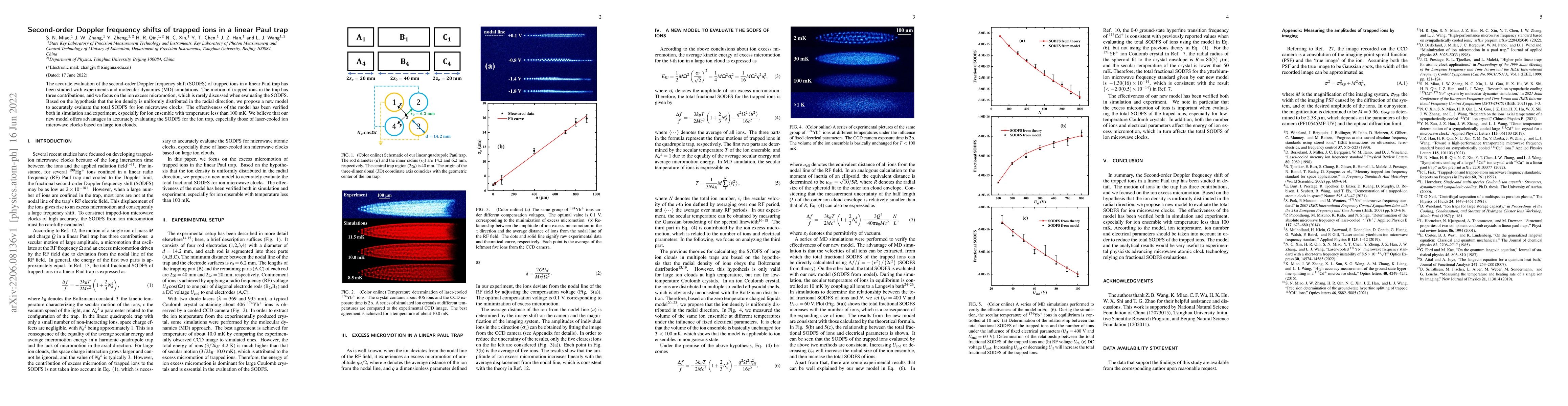 Thumbnail for Second-order Doppler frequency shifts of trapped ions in a linear Paul
  trap