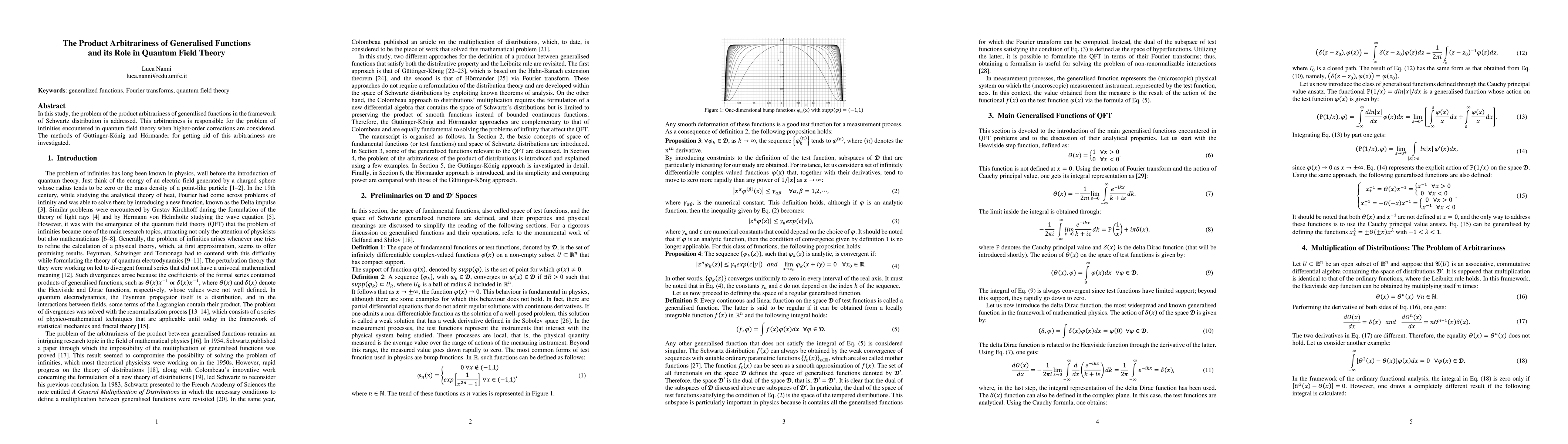 Thumbnail for The Product Arbitrariness of Generalised Functions and its Role in
  Quantum Field Theory