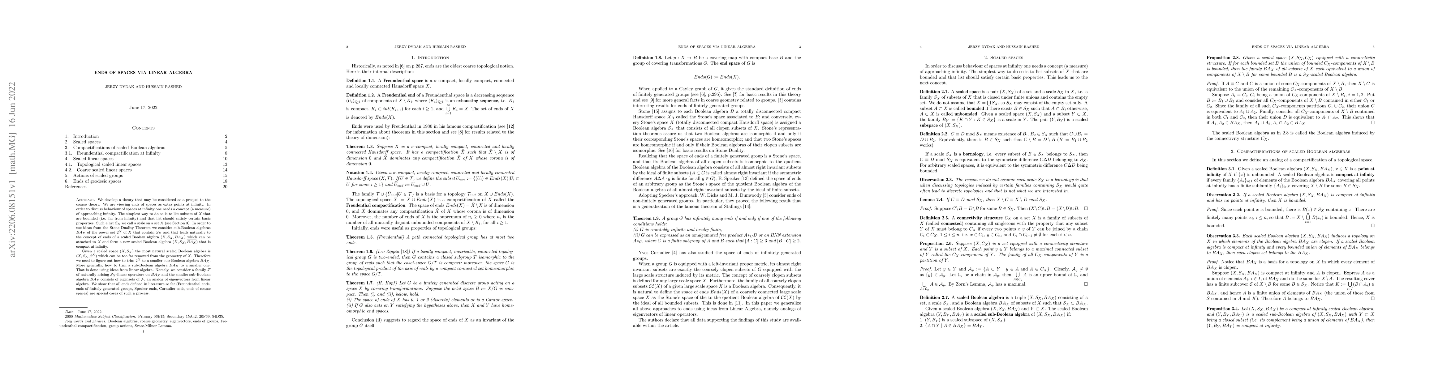 Thumbnail for Ends of spaces via linear algebra