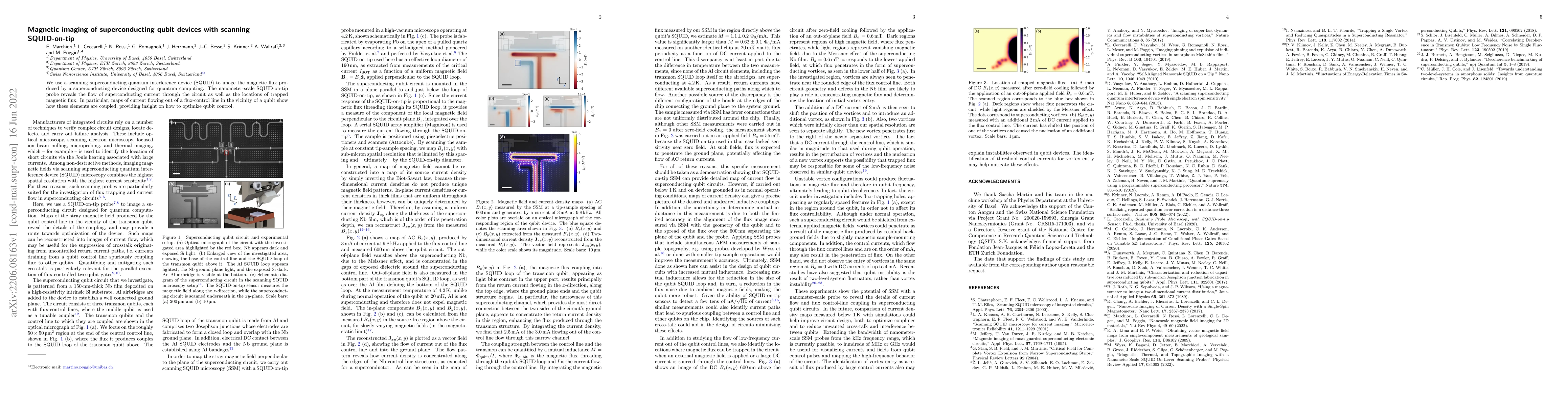 Thumbnail for Magnetic imaging of superconducting qubit devices with scanning
  SQUID-on-tip
