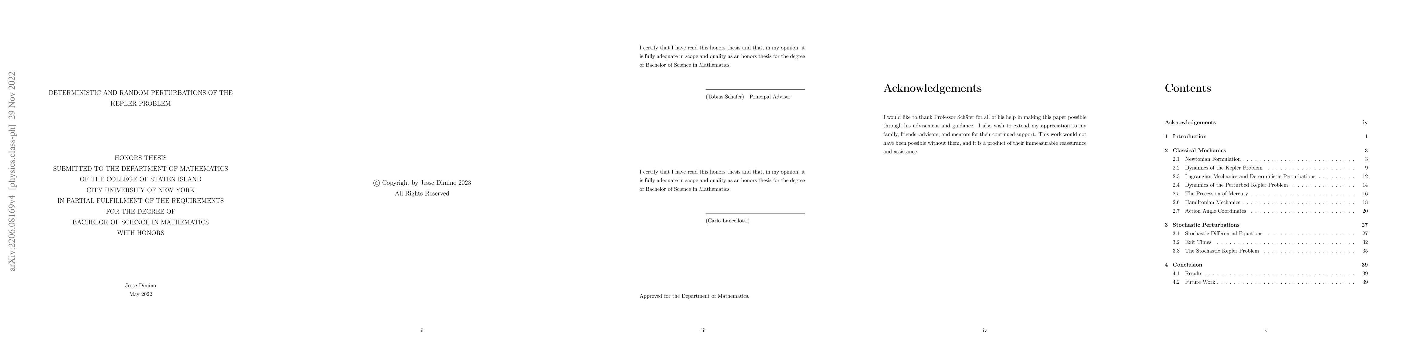 Thumbnail for Deterministic and Random Perturbations of the Kepler Problem