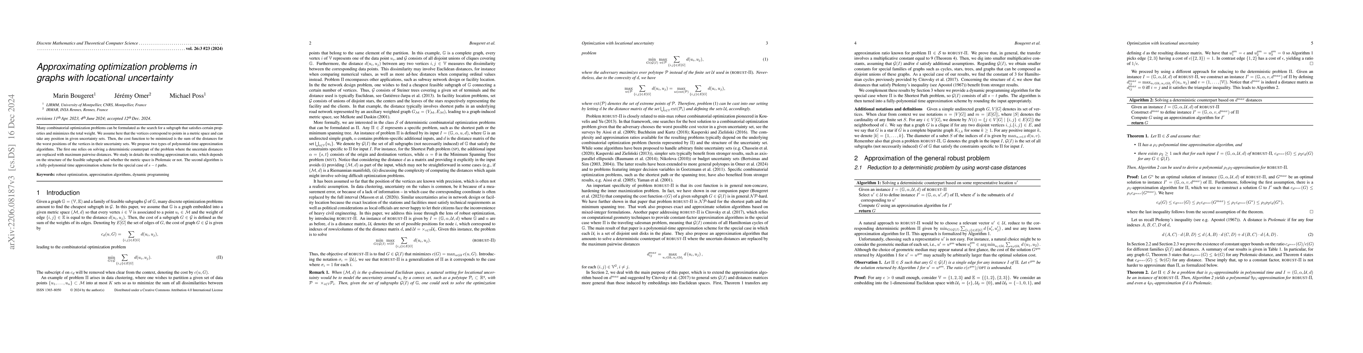 Thumbnail for Approximating optimization problems in graphs with locational
  uncertainty