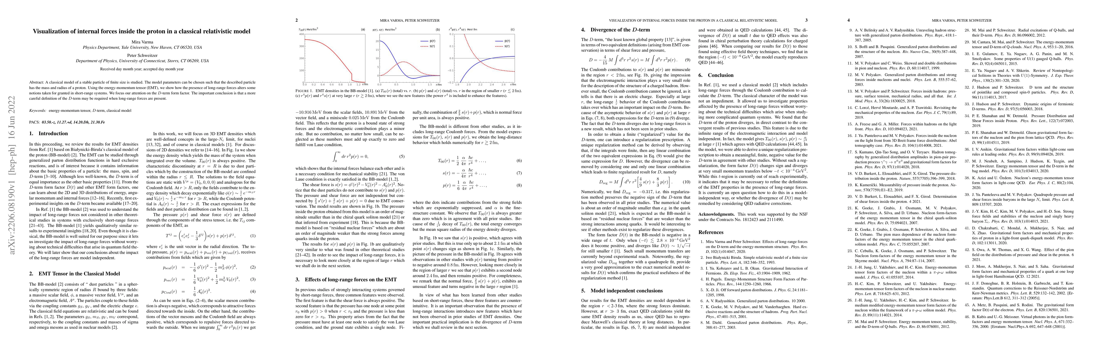 Thumbnail for Visualization of internal forces inside the proton in a classical
  relativistic model
