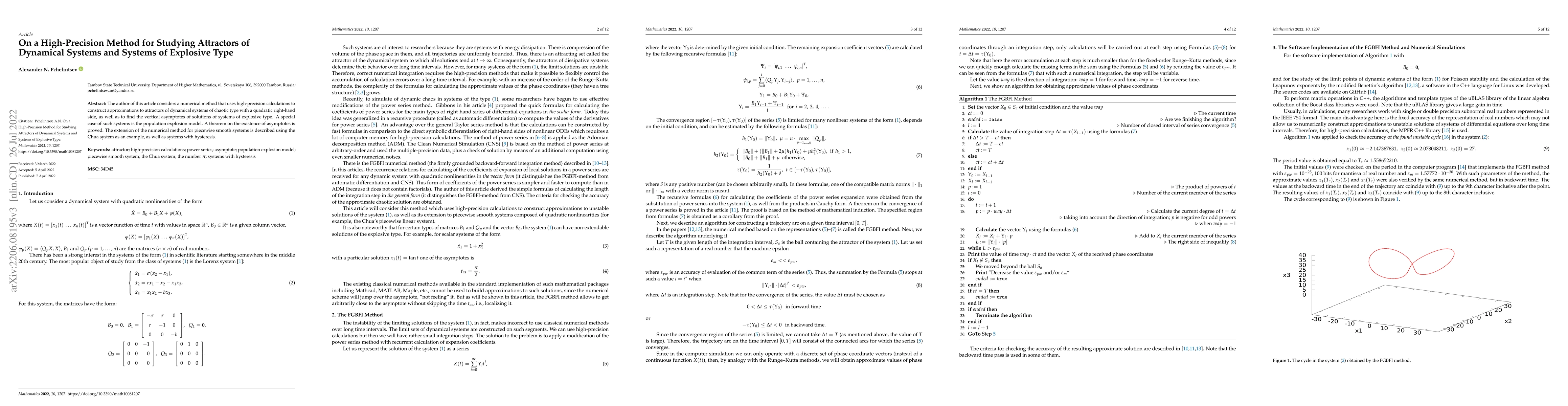 Thumbnail for On a High-Precision Method for Studying Attractors of Dynamical Systems
  and Systems of Explosive Type