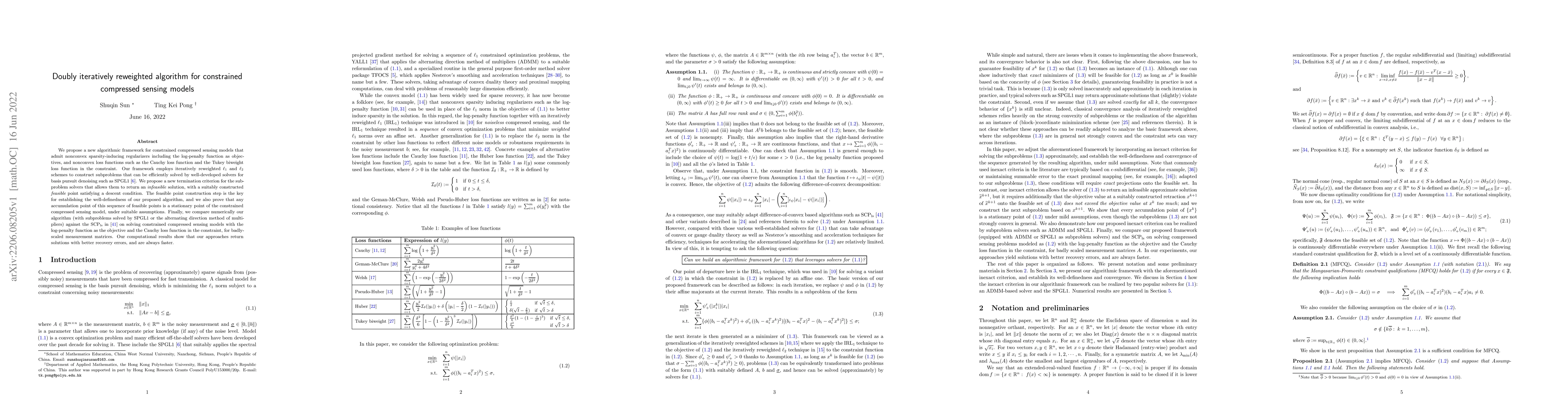 Thumbnail for Doubly iteratively reweighted algorithm for constrained compressed
  sensing models