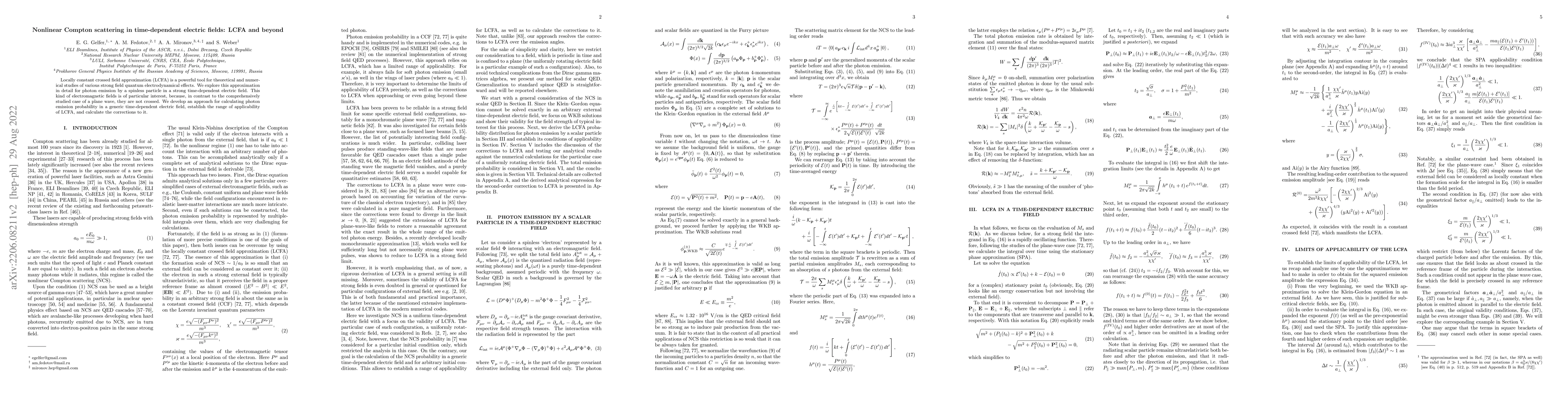 Thumbnail for Nonlinear Compton scattering in time-dependent electric fields: LCFA and
  beyond