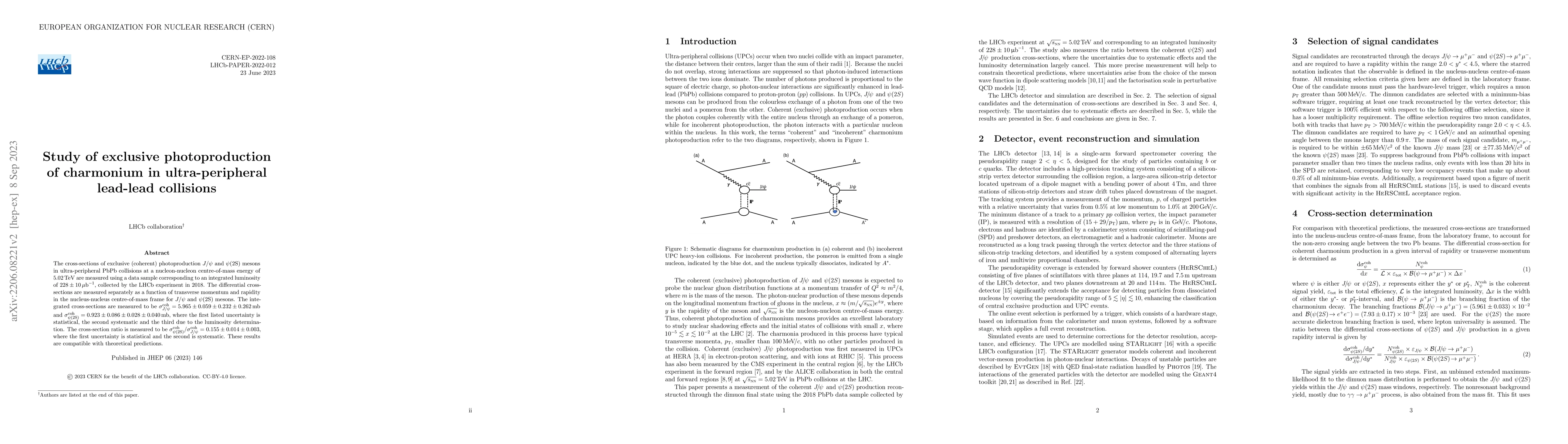 Thumbnail for Study of exclusive photoproduction of charmonium in ultra-peripheral
  lead-lead collisions