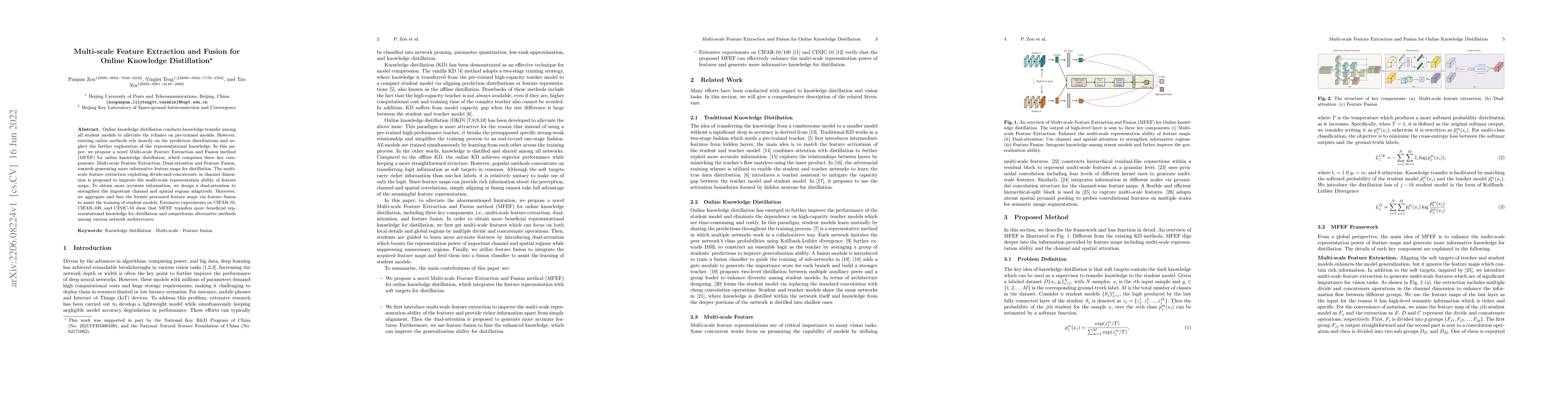 Thumbnail for Multi scale Feature Extraction and Fusion for Online Knowledge
  Distillation