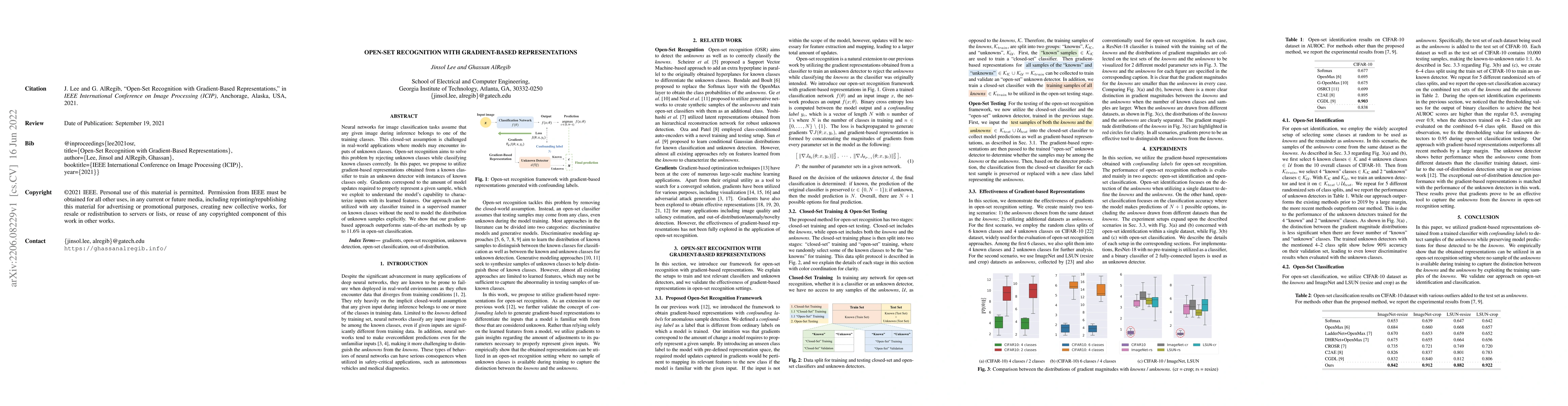 Thumbnail for Open-Set Recognition with Gradient-Based Representations