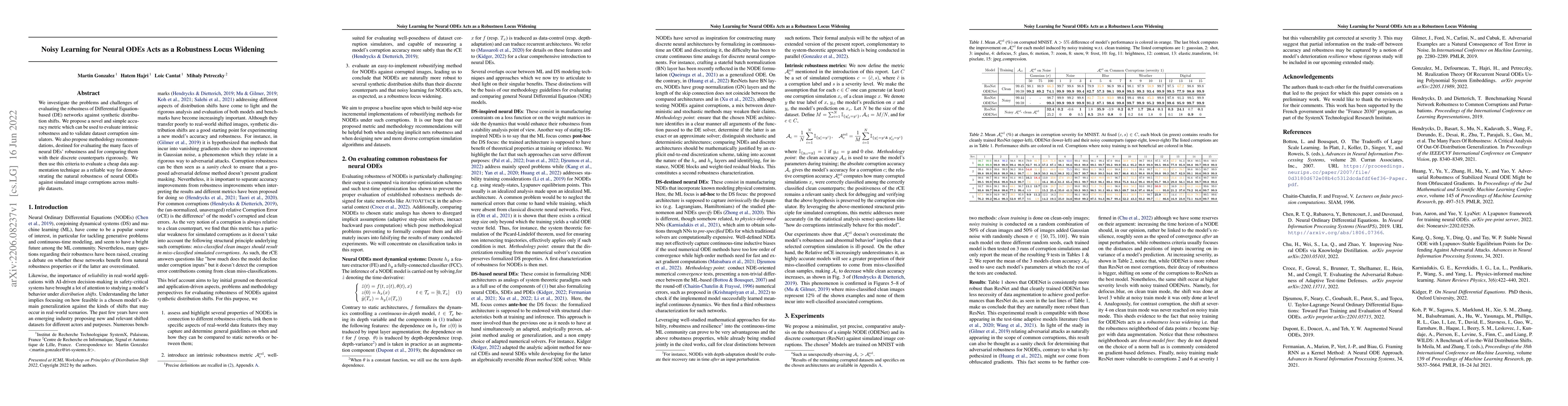 Thumbnail for Noisy Learning for Neural ODEs Acts as a Robustness Locus Widening