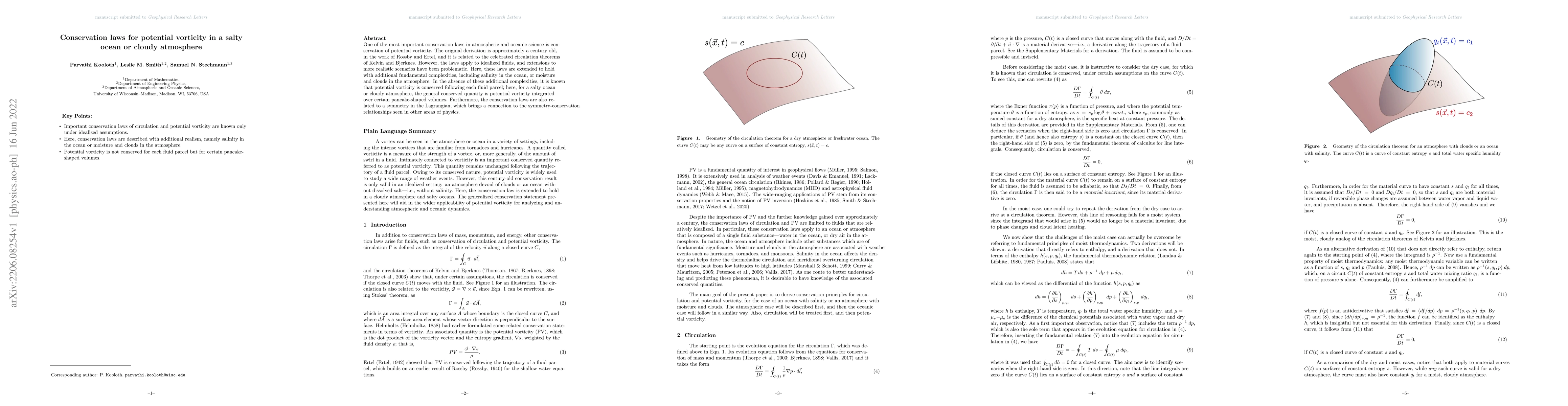 Thumbnail for Conservation laws for potential vorticity in a salty ocean or cloudy
  atmosphere