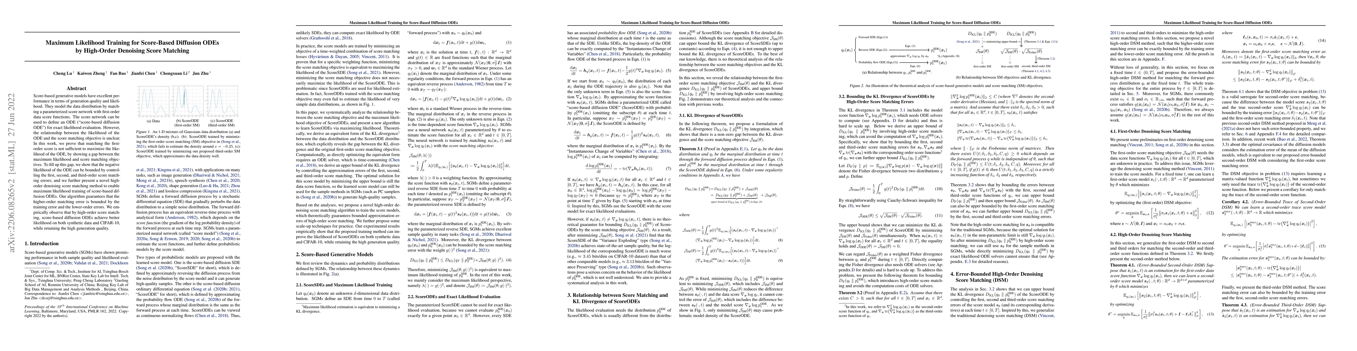 Thumbnail for Maximum Likelihood Training for Score-Based Diffusion ODEs by High-Order
  Denoising Score Matching