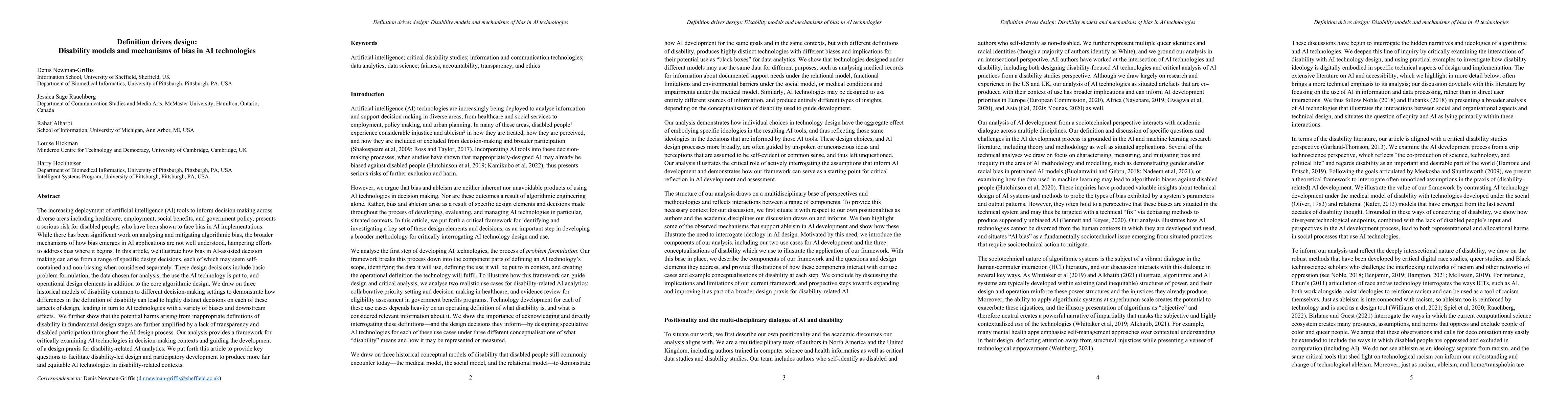 Thumbnail for Definition drives design: Disability models and mechanisms of bias in AI
  technologies