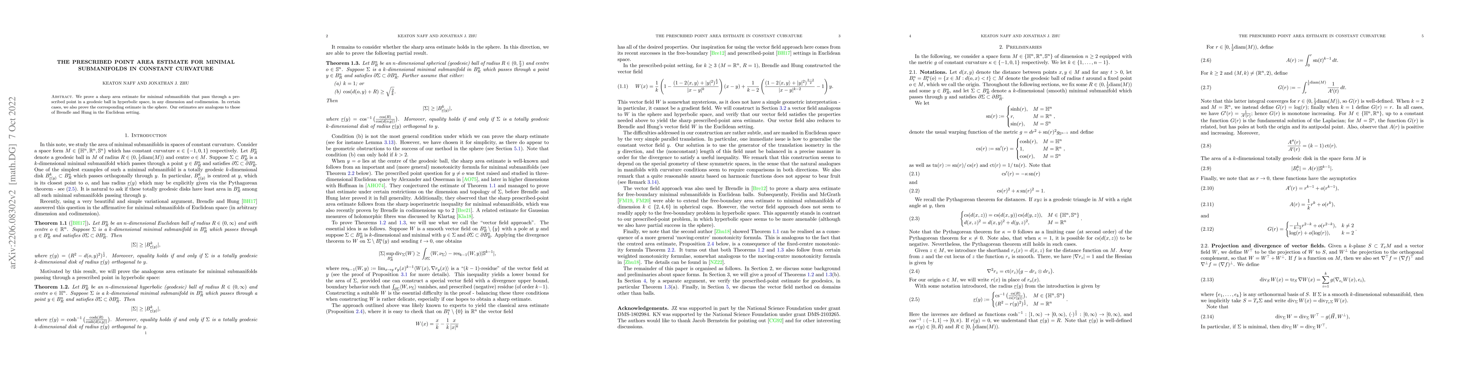 Thumbnail for The prescribed point area estimate for minimal submanifolds in constant
  curvature
