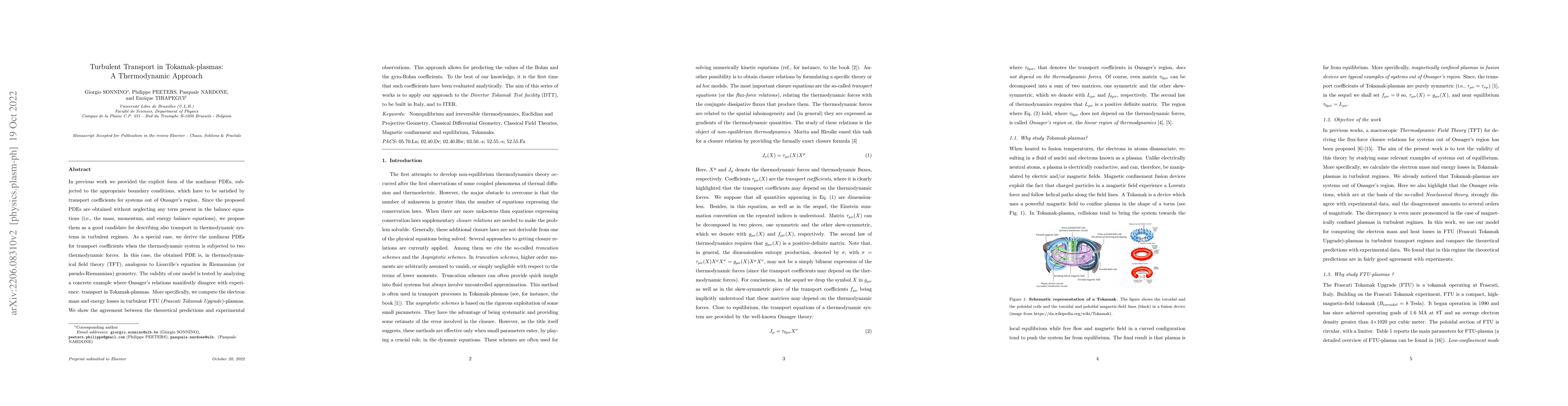 Thumbnail for Turbulent Transport in Tokamak-plasmas: A Thermodynamic Approach