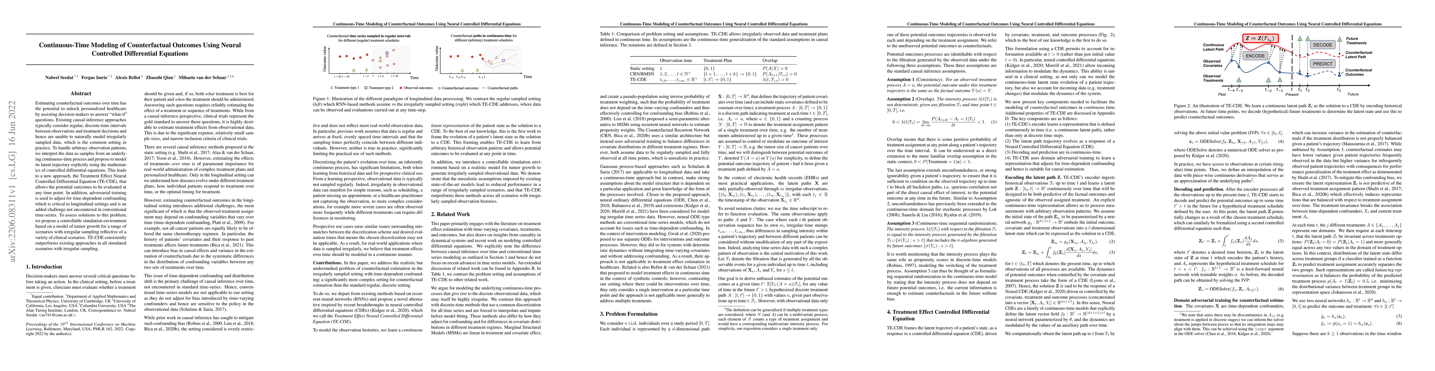 Thumbnail for Continuous-Time Modeling of Counterfactual Outcomes Using Neural
  Controlled Differential Equations