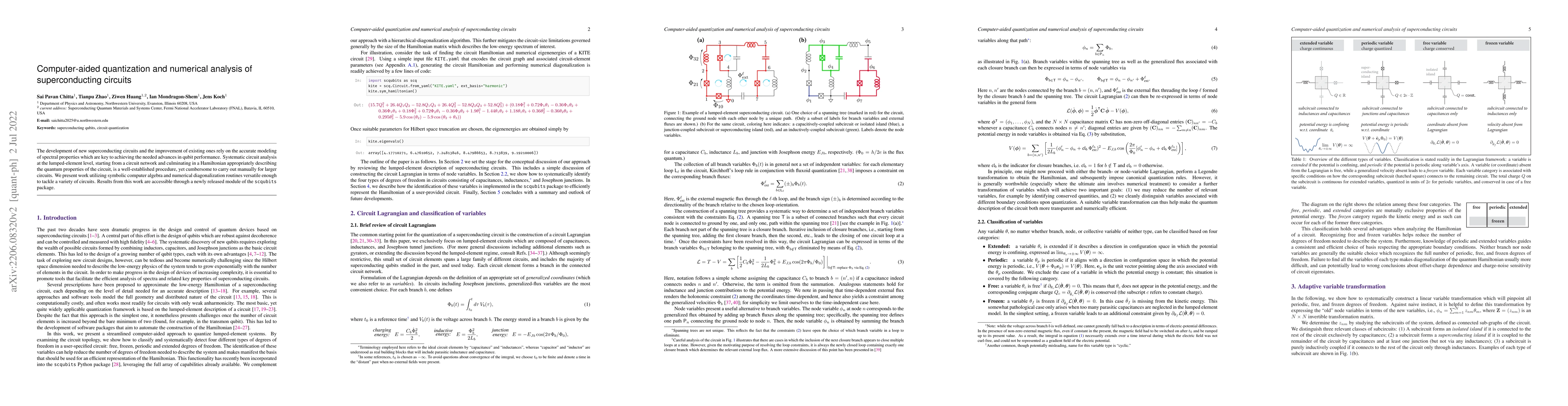 Thumbnail for Computer-aided quantization and numerical analysis of superconducting
  circuits