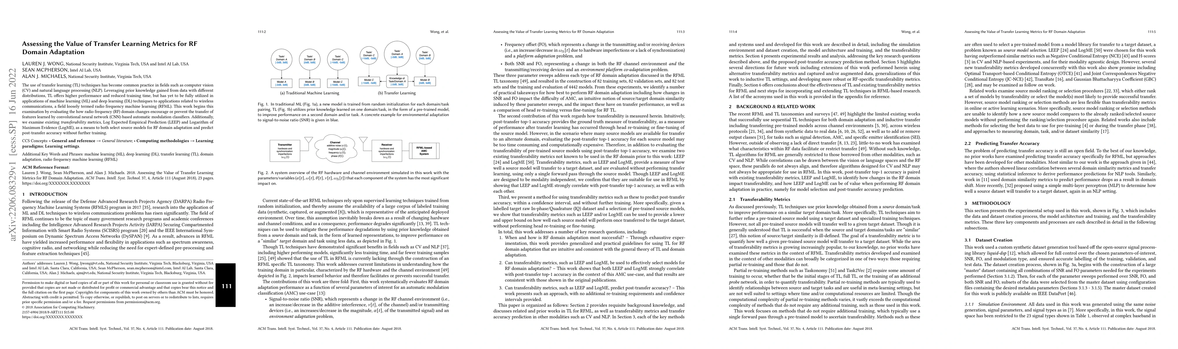 Thumbnail for Assessing the Value of Transfer Learning Metrics for RF Domain
  Adaptation