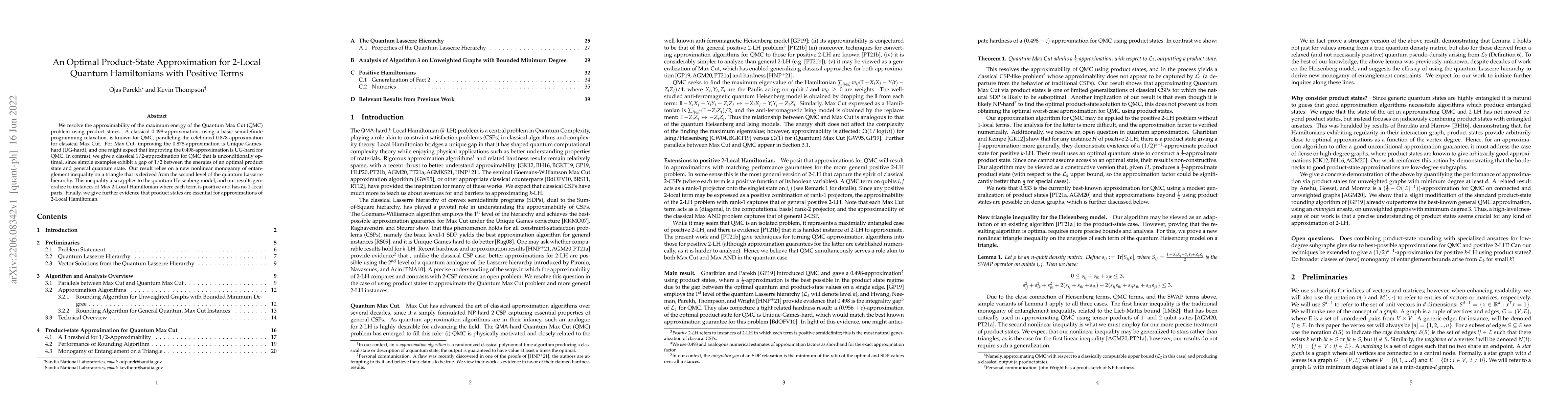 Thumbnail for An Optimal Product-State Approximation for 2-Local Quantum Hamiltonians
  with Positive Terms