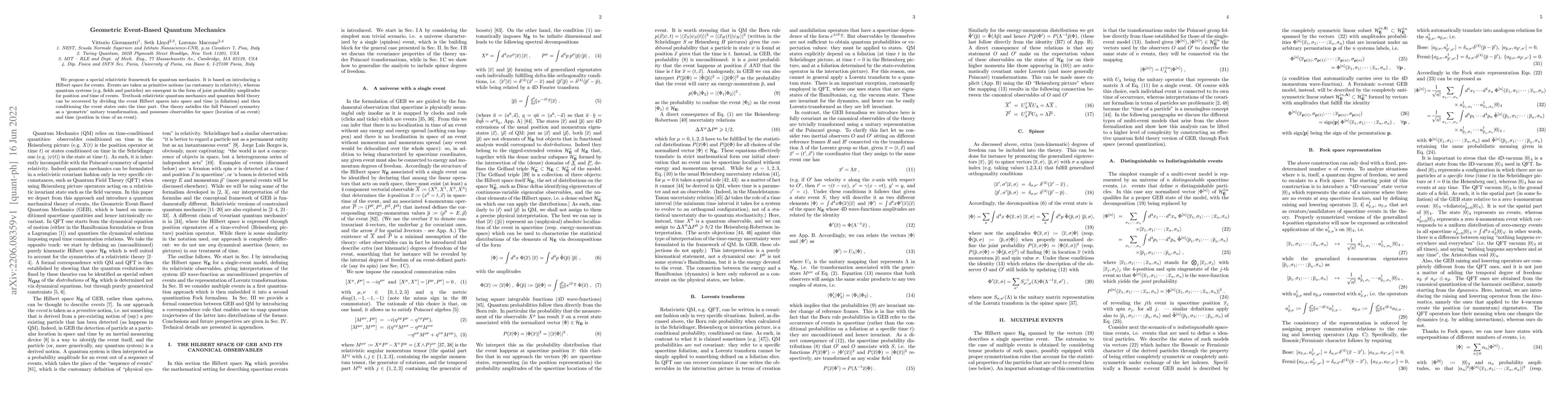 Thumbnail for Geometric Event-Based Relativistic Quantum Mechanics