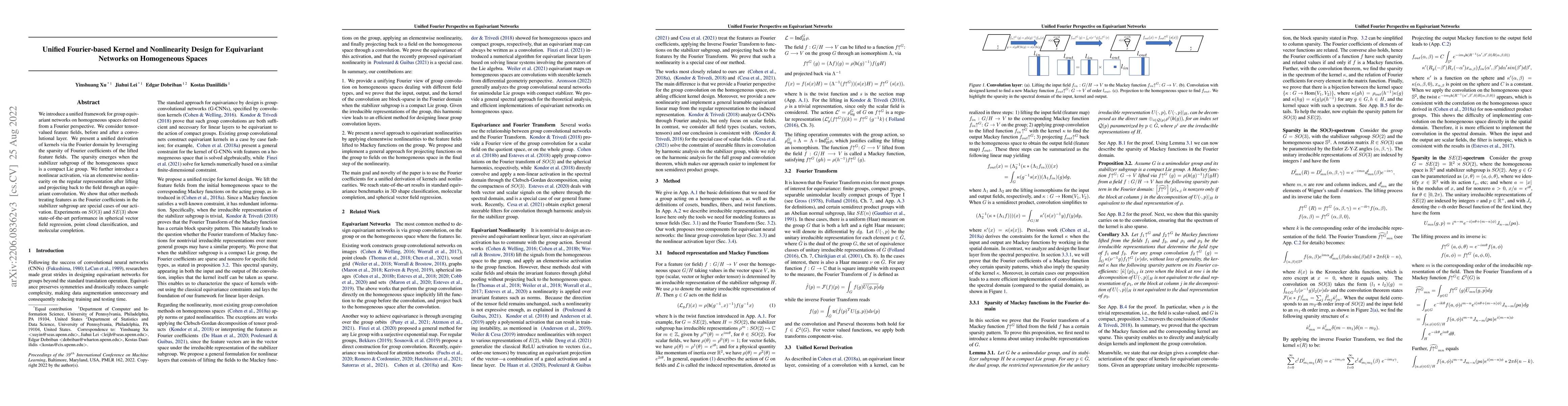Thumbnail for Unified Fourier-based Kernel and Nonlinearity Design for Equivariant
  Networks on Homogeneous Spaces