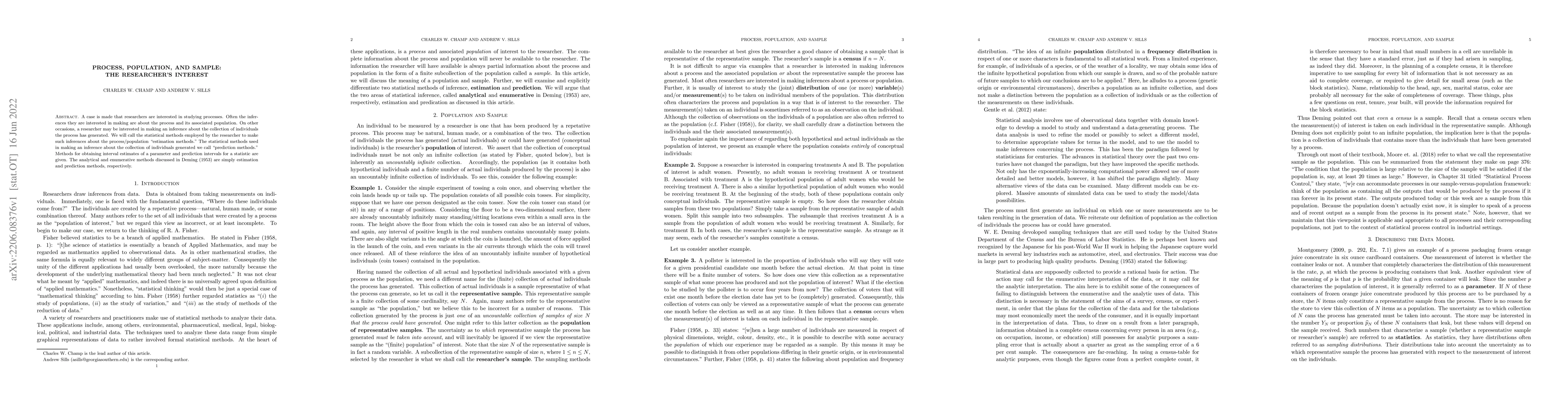Thumbnail for Process, Population, and Sample: the Researcher's Interest