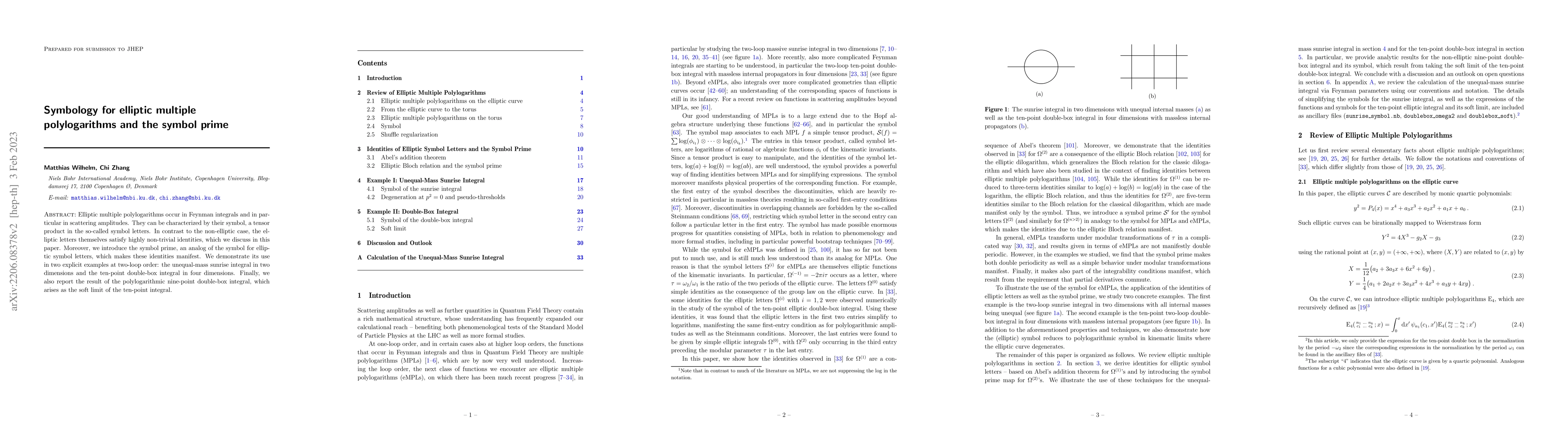 Thumbnail for Symbology for elliptic multiple polylogarithms and the symbol prime