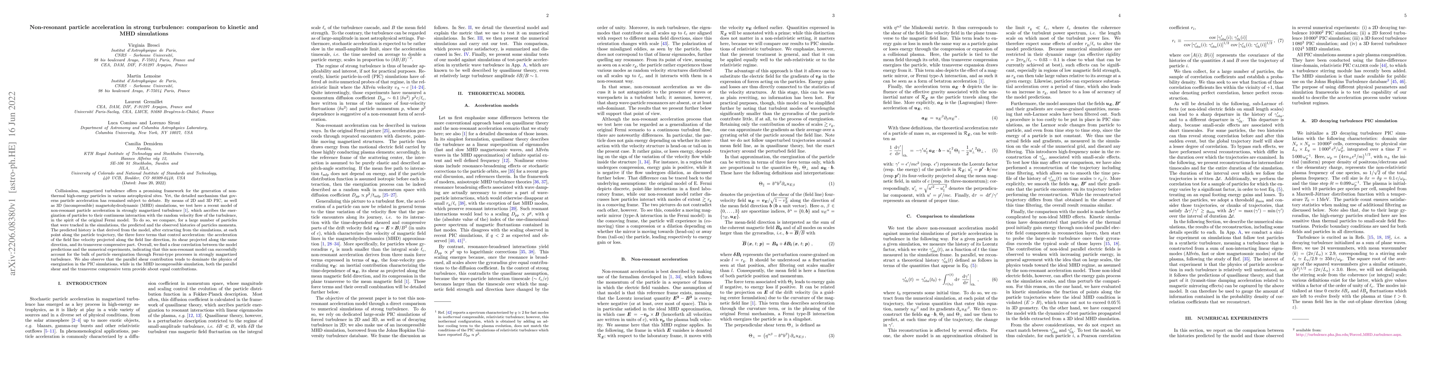Thumbnail for Non-resonant particle acceleration in strong turbulence: comparison to
  kinetic and MHD simulations