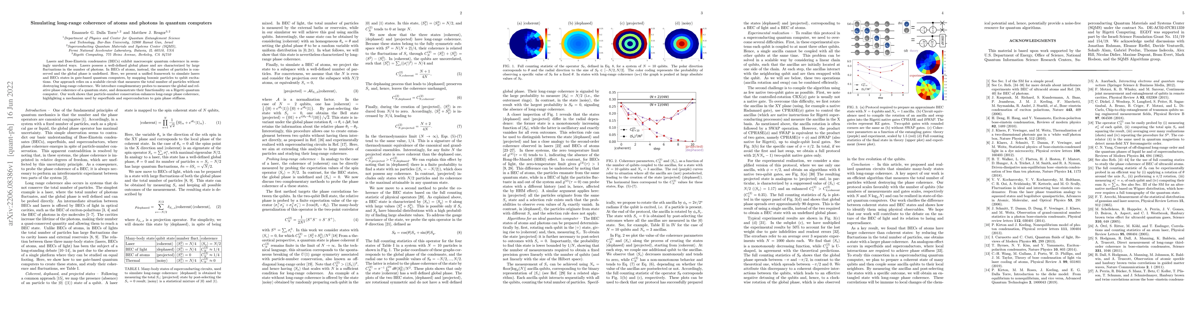 Thumbnail for Simulating long-range coherence of atoms and photons in quantum
  computers