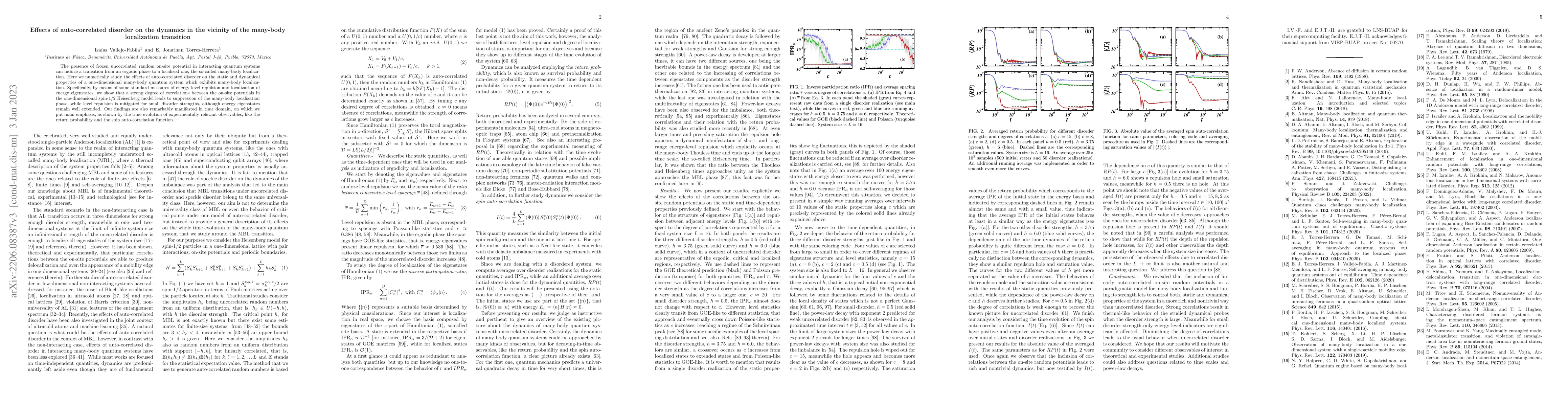Thumbnail for Effects of auto-correlated disorder on the dynamics in the vicinity of
  the many-body localization transition