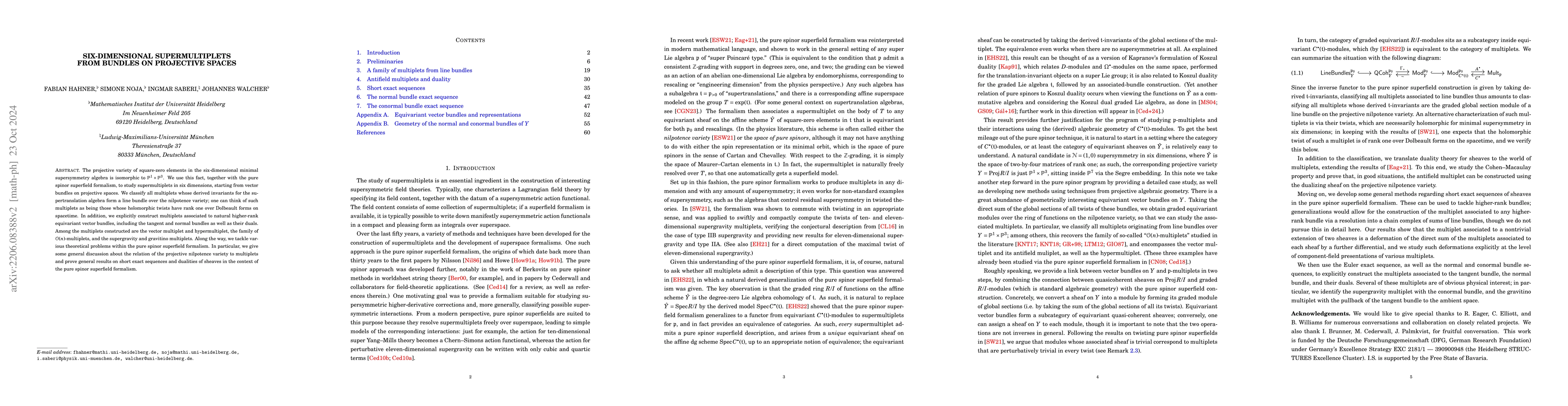 Thumbnail for Six-dimensional supermultiplets from bundles on projective spaces